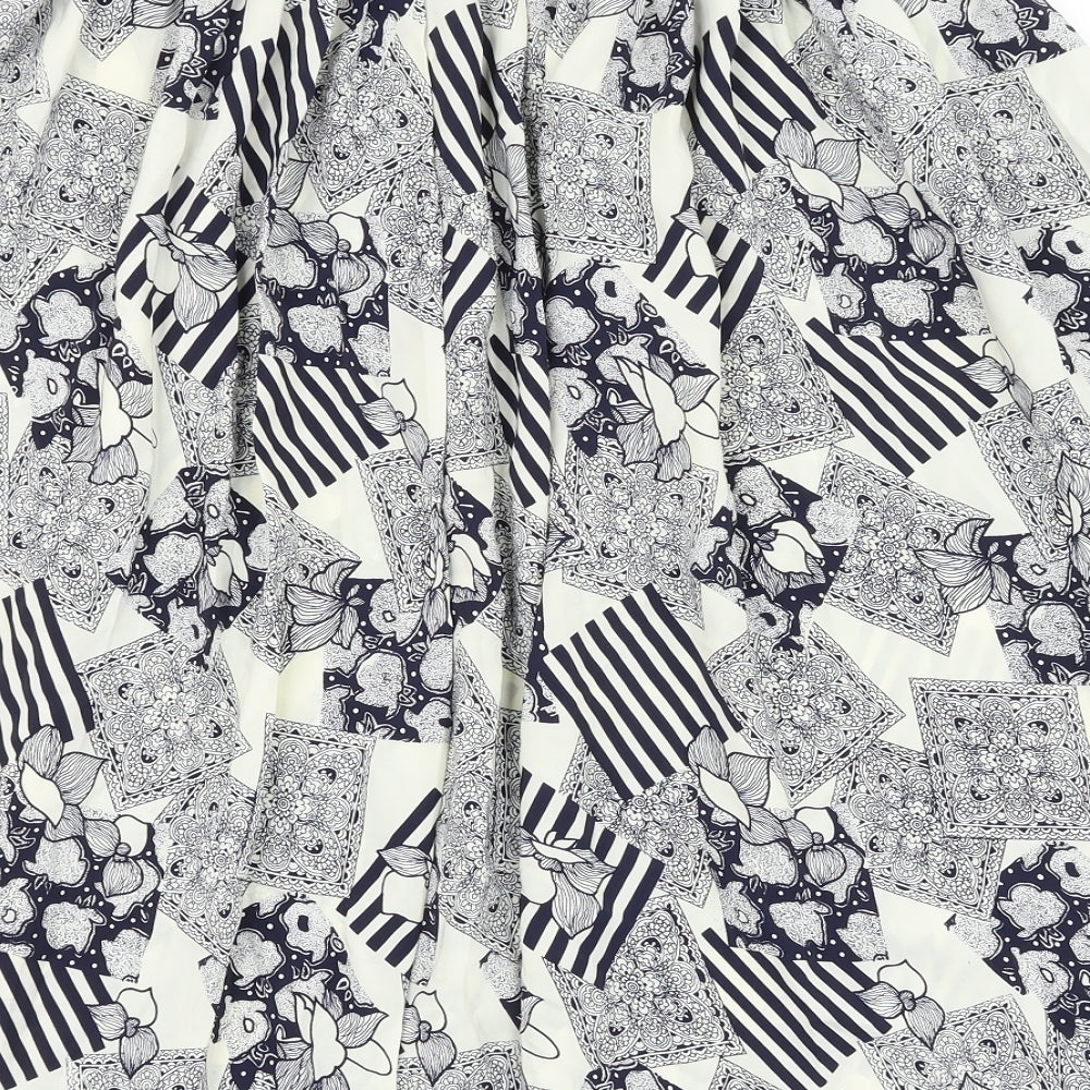 Preworn Womens Blue Geometric Polyester A-Line Skirt Size XL