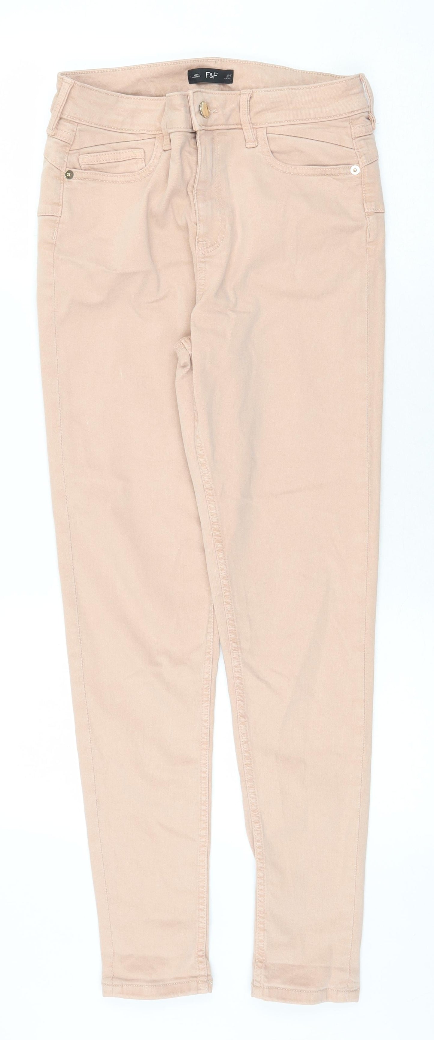 Ede & Ravenscroft Womens Pink Cotton Blend Skinny Jeans Size 12 Regular Zip