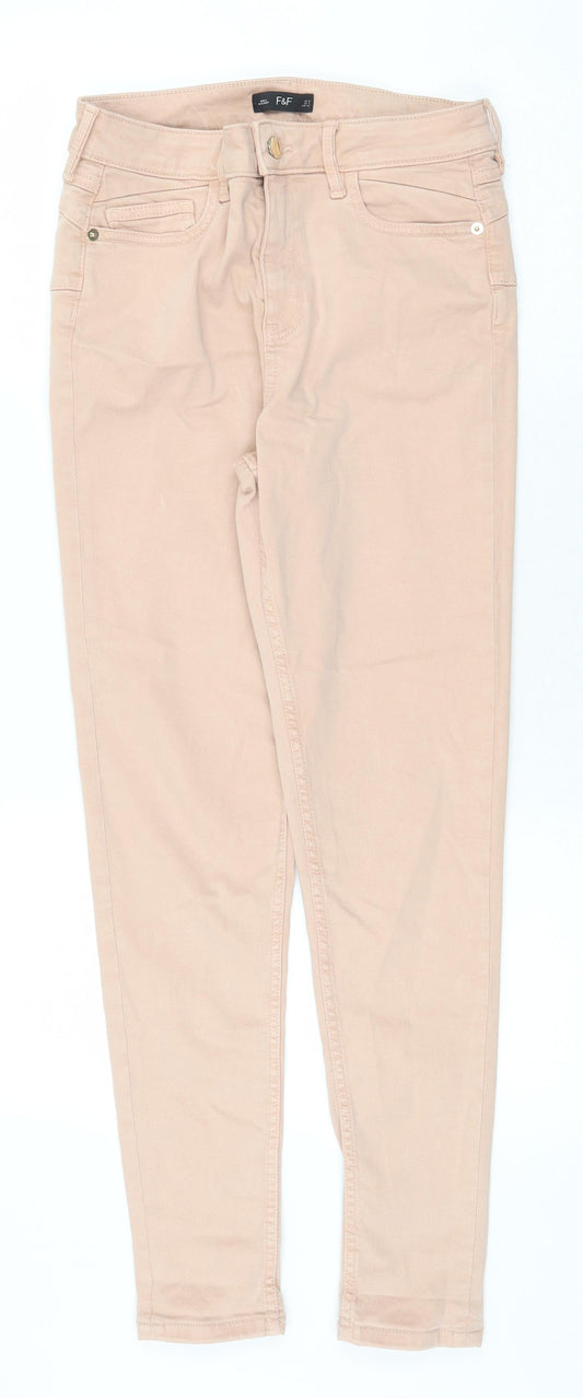 Ede & Ravenscroft Womens Pink Cotton Blend Skinny Jeans Size 12 Regular Zip