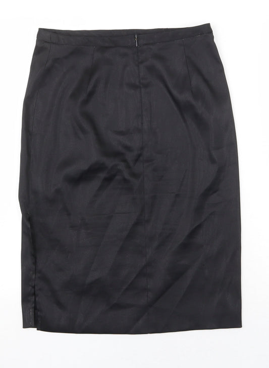 Preworn Womens Black Polyester Straight & Pencil Skirt Size 10 Zip