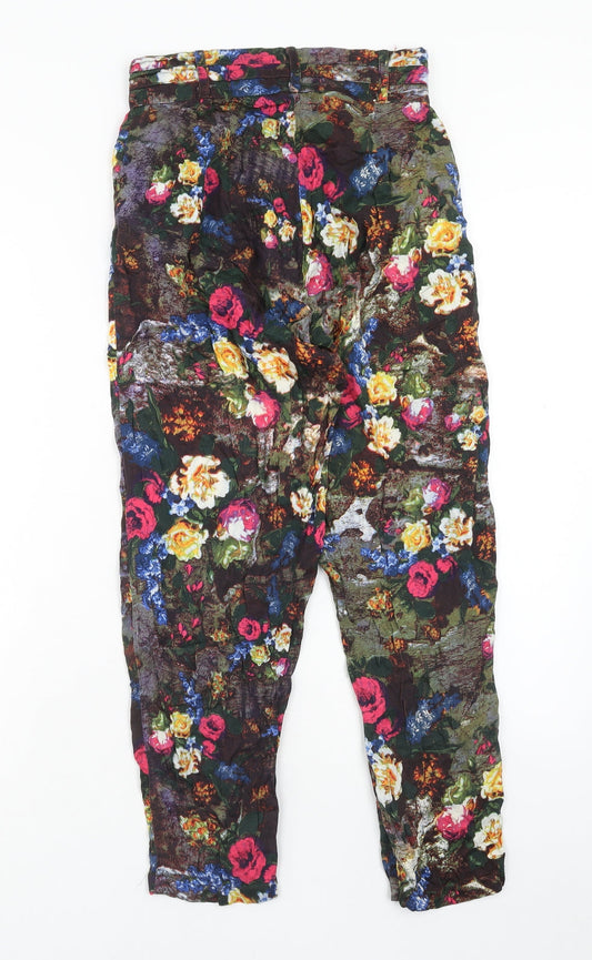 Motel Womens Multicoloured Geometric Viscose Bloomer Trousers Size S Regular Zip