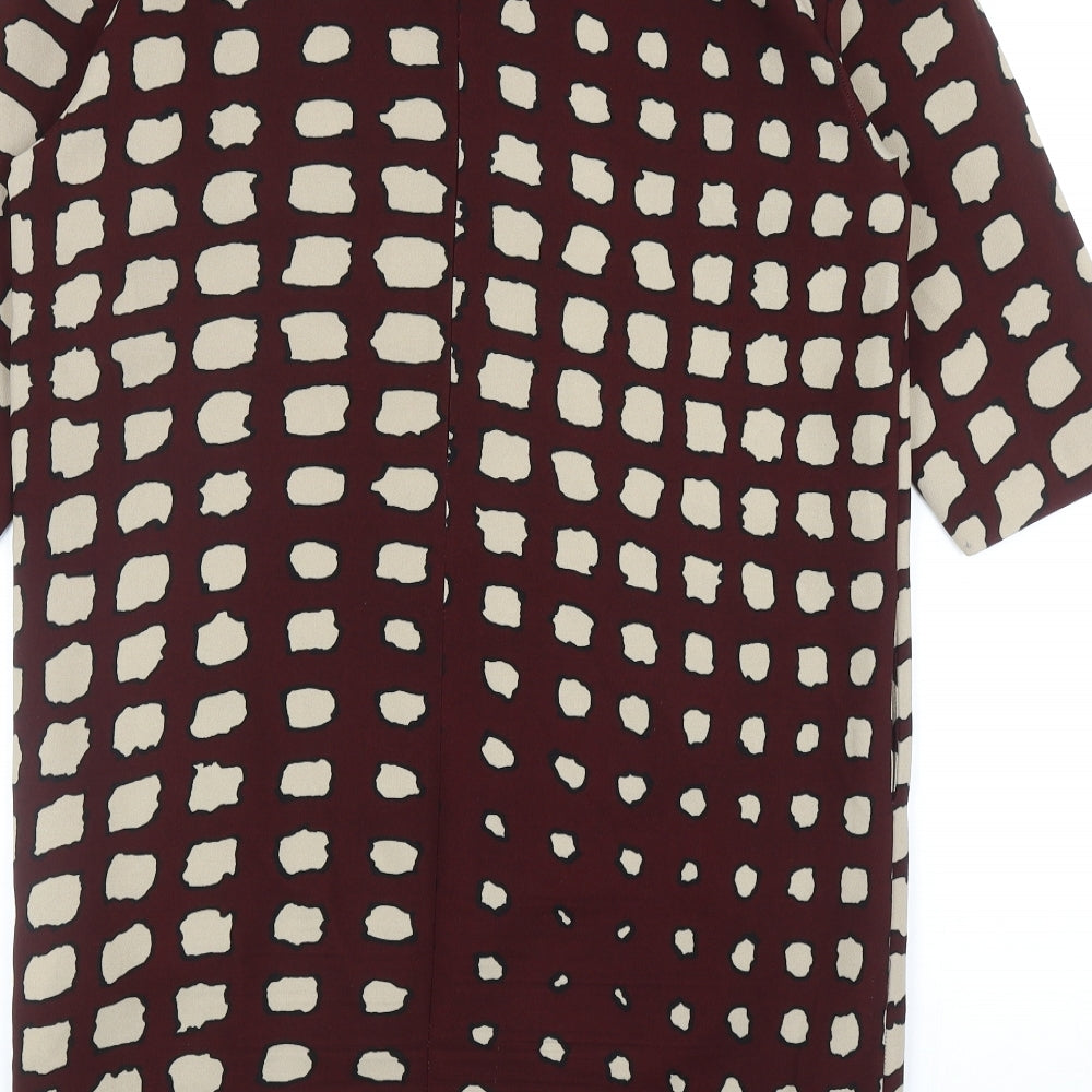 La Fee Maraboutee Womens Red Geometric Polyester A-Line Size 10 Round Neck Zip