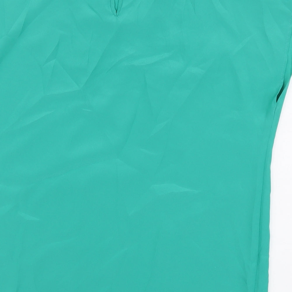 BHS Womens Green Polyester Basic Blouse Size 14 Round Neck