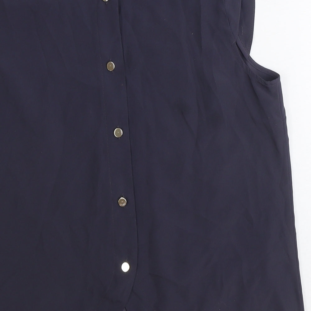 Oasis Womens Blue Polyester Basic Blouse Size 14 Boat Neck - Cut Out Detail