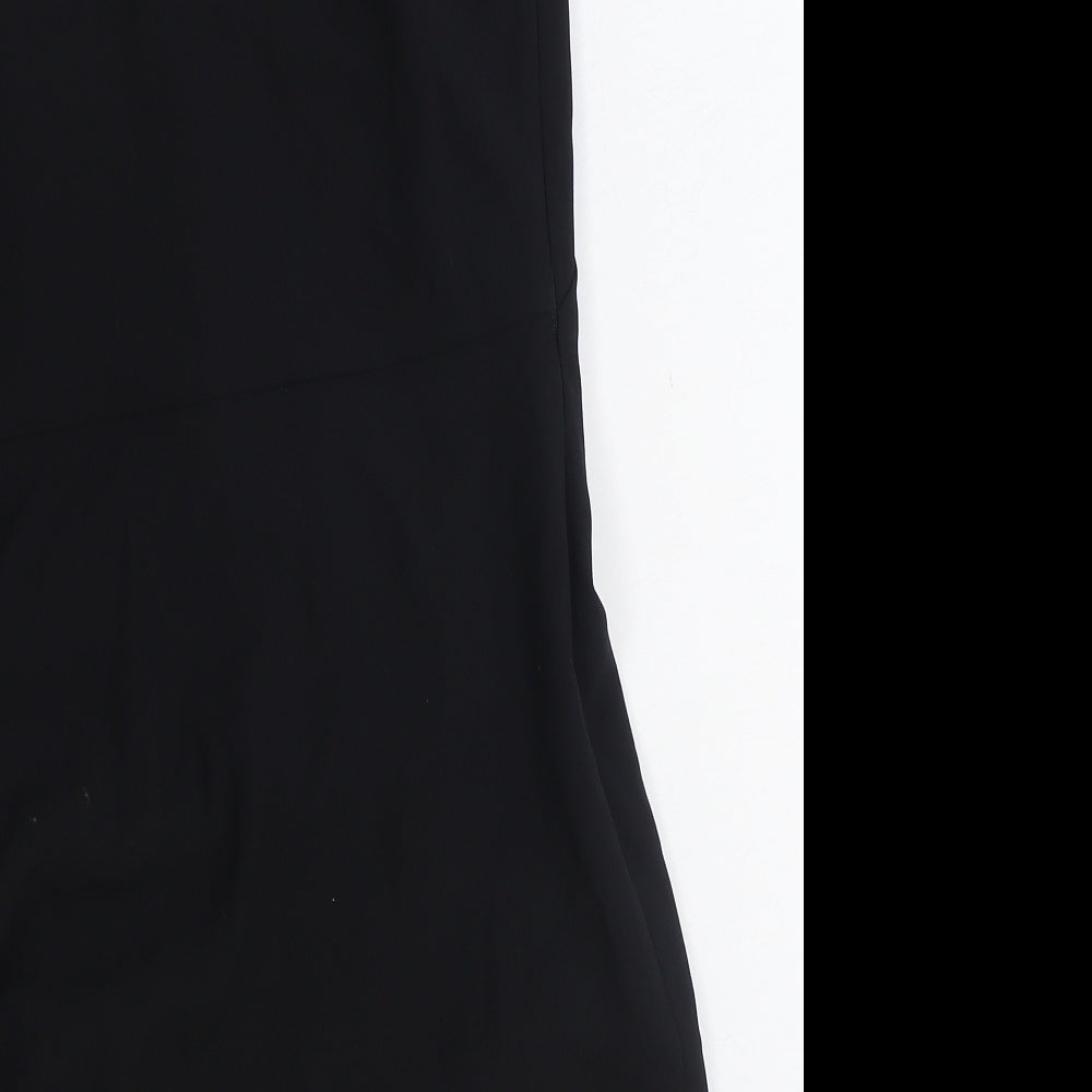 Zara Womens Black Polyester Bodycon Size S Square Neck Zip