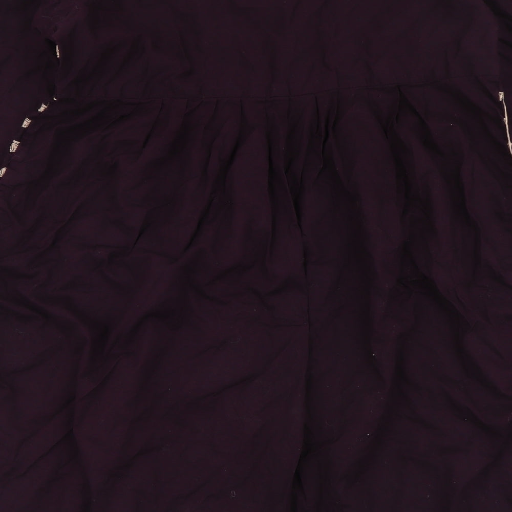 Designer Womens Purple Geometric Cotton Fit & Flare Size L Round Neck Pullover - Flower Detail