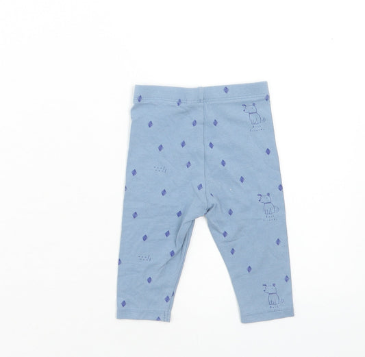Marks and Spencer Girls Blue Cotton Jogger Leggings Size 3-6 Months Pullover - Dogs