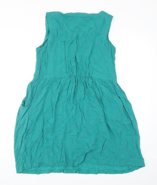 M Butterfly Womens Green Cotton Pinafore/Dungaree Dress Size L Roll Neck Pullover