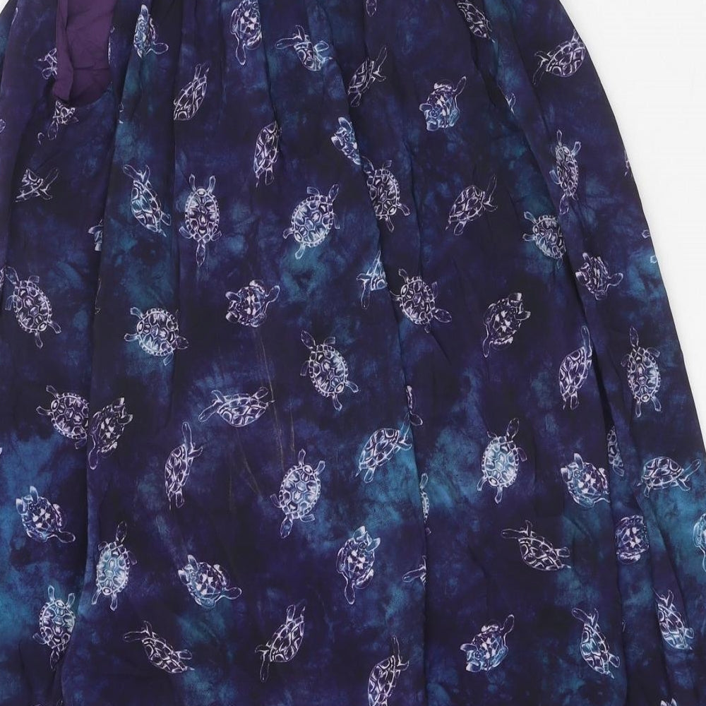 Bright & Beautiful Womens Blue Geometric Polyester Trapeze & Swing Size 10 Scoop Neck Pullover