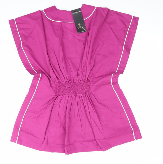 Spirit Of Arabia Womens Pink Geometric 100% Cotton Kaftan Size S V-Neck Pullover