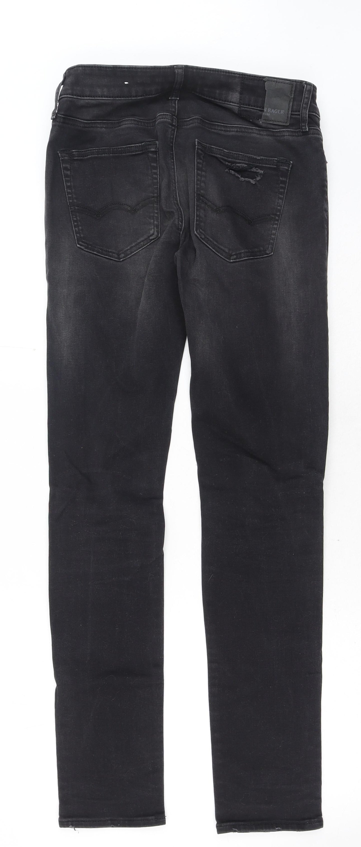 American Eagle Outfitters Mens Black Cotton Skinny Jeans Size 28 in Regular Button