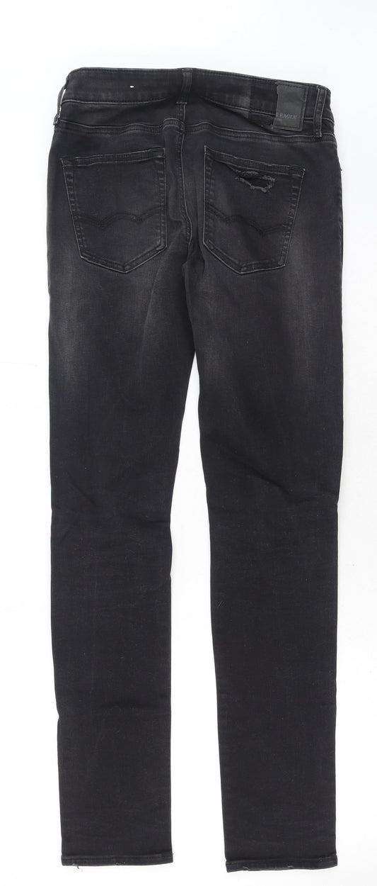 American Eagle Outfitters Mens Black Cotton Skinny Jeans Size 28 in Regular Button