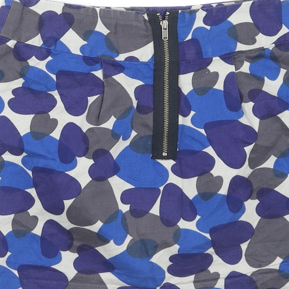 Johnie B Womens Blue Geometric Polyester Bandage Skirt Size 24 in Zip - Heart Pattern