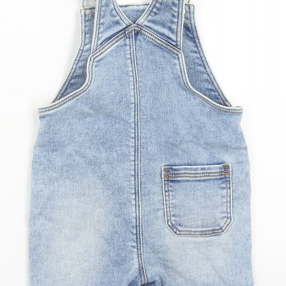 George Girls Blue Cotton Dungaree One-Piece Size 2 Years Button