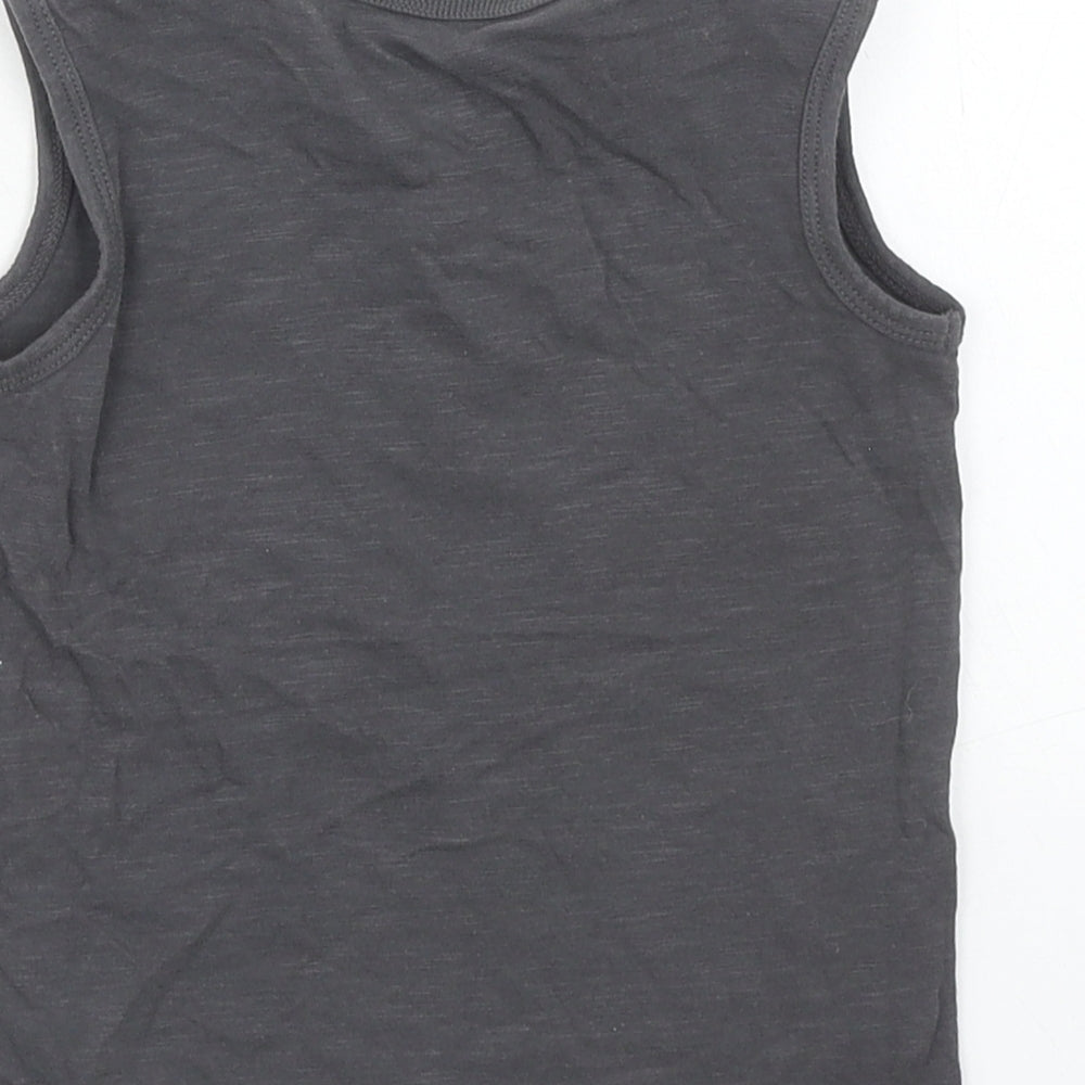 George Boys Grey Cotton Basic Tank Size 2 Years Round Neck Pullover