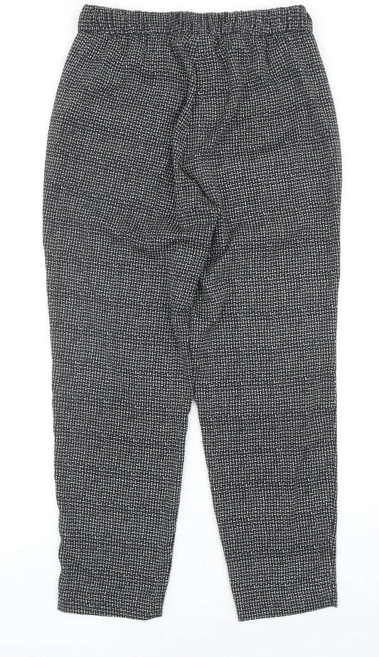 H&M Womens Black Geometric Polyester Jogger Trousers Size 10 Regular