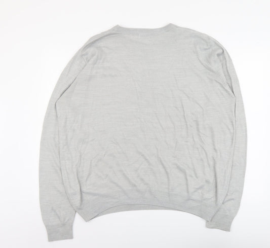 Jacamo Mens Grey Round Neck Acrylic Pullover Jumper Size L