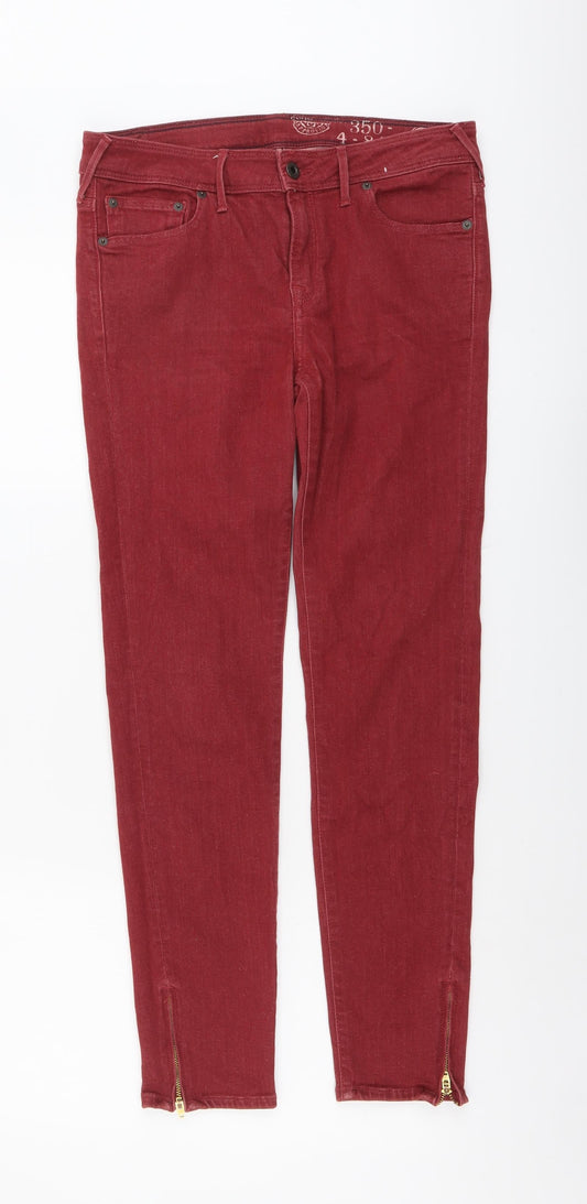 Jack Wills Womens Red Cotton Skinny Jeans Size 30 in L27 in Regular Button