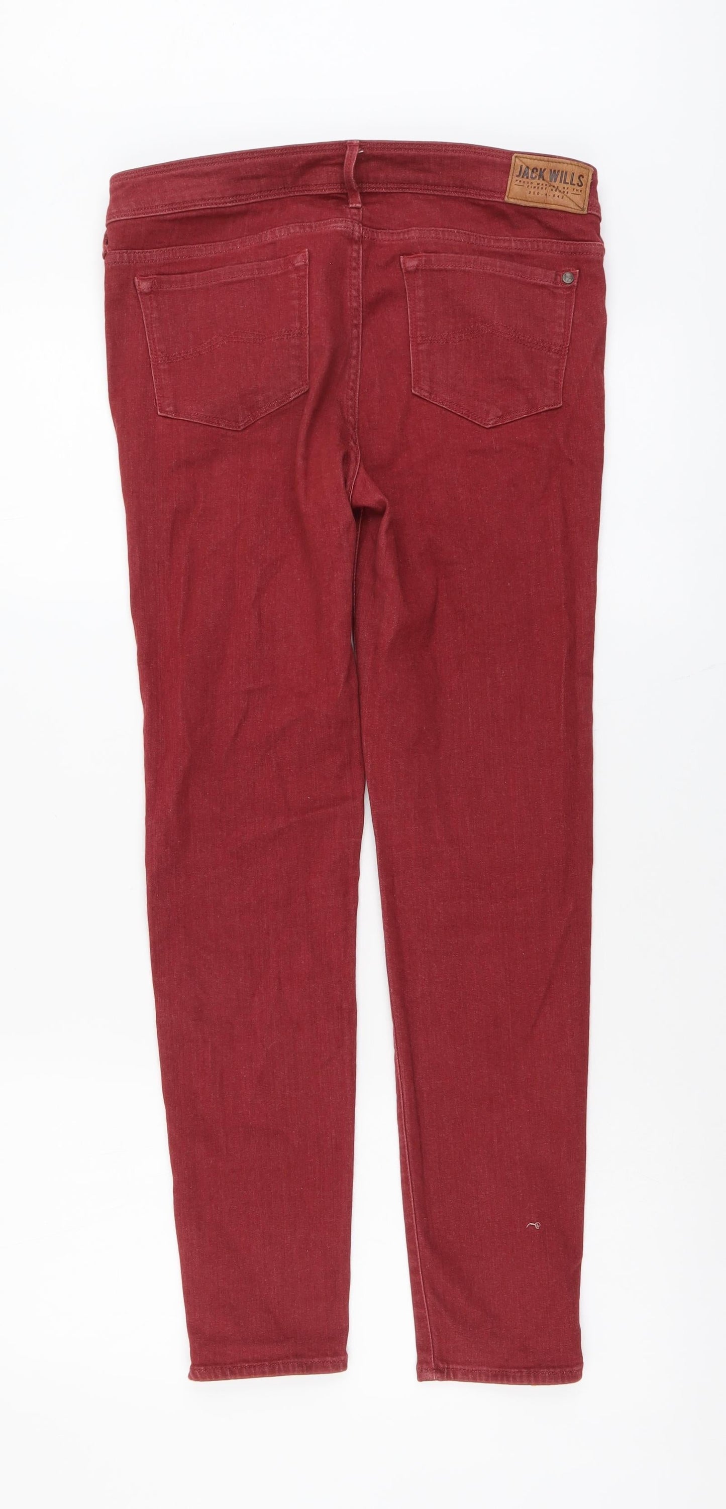 Jack Wills Womens Red Cotton Skinny Jeans Size 30 in L27 in Regular Button