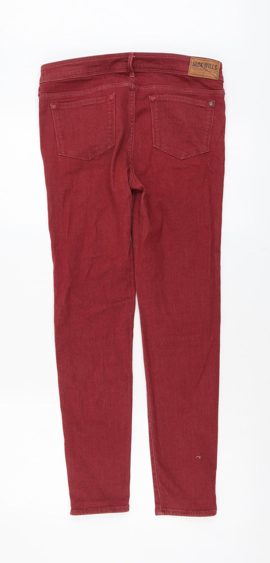 Jack Wills Womens Red Cotton Skinny Jeans Size 30 in L27 in Regular Button