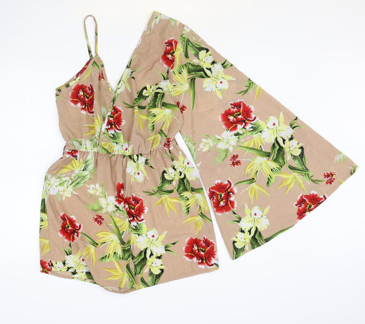 Diffuse Womens Multicoloured Floral Polyester Playsuit One-Piece Size 10 Pullover
