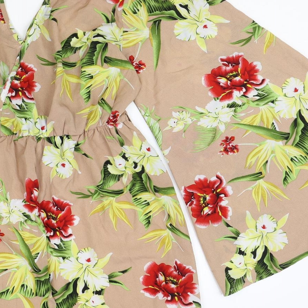 Diffuse Womens Multicoloured Floral Polyester Playsuit One-Piece Size 10 Pullover