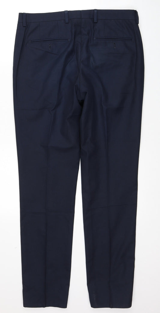 NEXT Mens Beige Polyester Dress Pants Trousers Size 34 in L33 in Regular Button