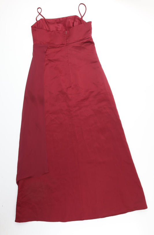 Alfred Angelo Womens Red Polyester Fit & Flare Size 12 Off the Shoulder Hook & Eye