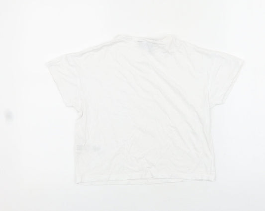 New Look Girls White Cotton Basic T-Shirt Size 9 Years Round Neck Pullover