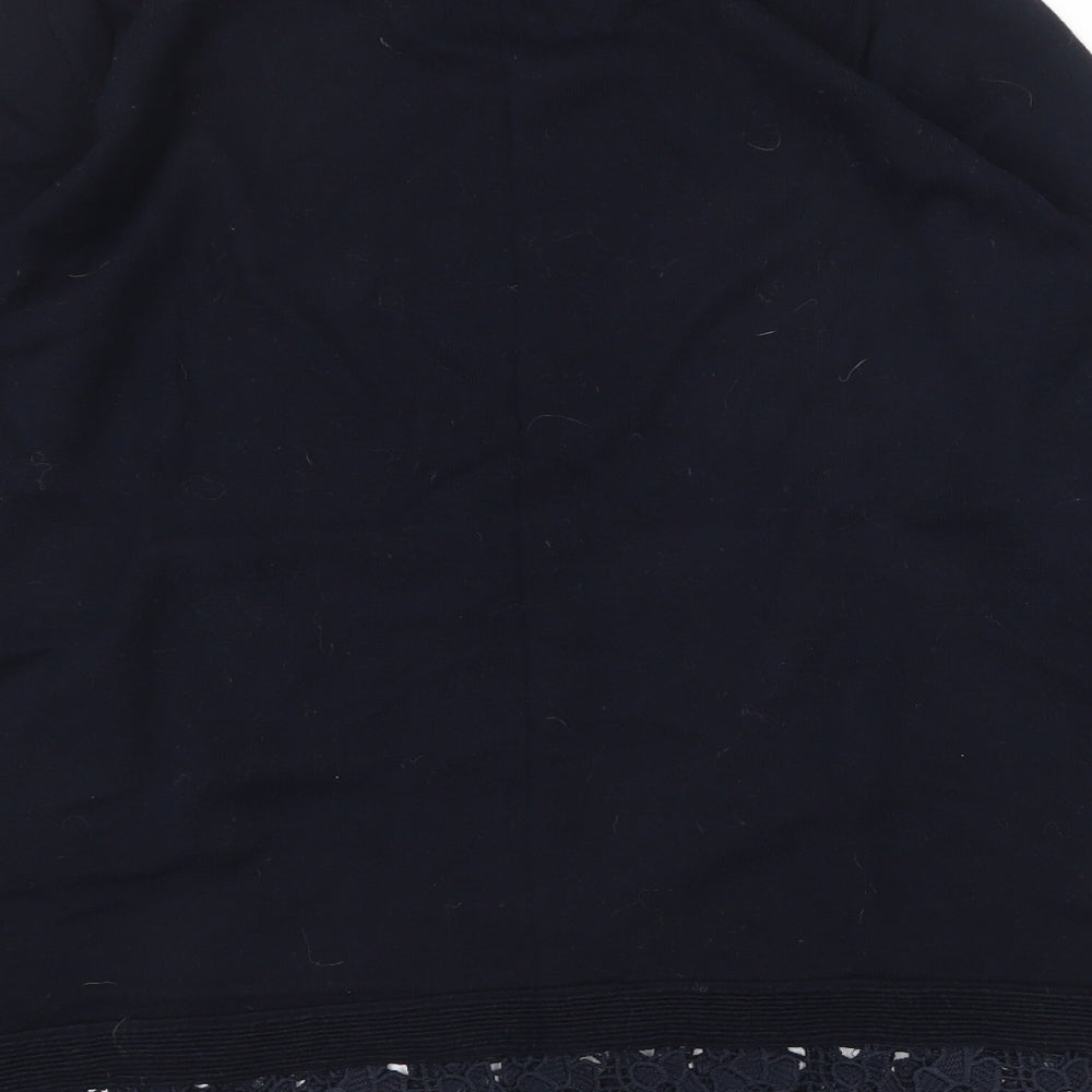 Dorothy Perkins Womens Blue Cotton Basic Blouse Size 12 Scoop Neck - Crochet Trim