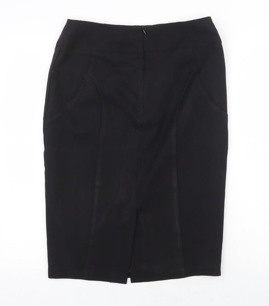 E-vie Womens Black Polyester Straight & Pencil Skirt Size 10 Zip