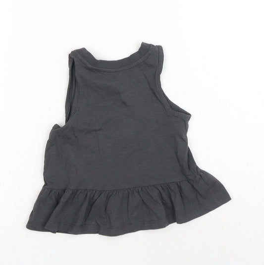 TU Girls Grey Cotton Basic Tank Size 4 Years Scoop Neck Pullover