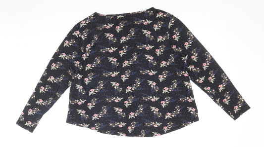 Atmoshpere Womens Black Floral Viscose Basic Blouse Size 18 Boat Neck