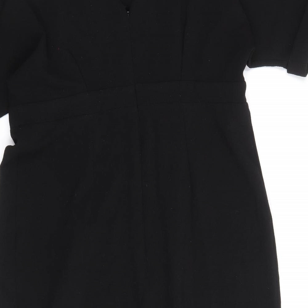 ASOS Womens Black Polyester Sheath Size 14 Round Neck Zip