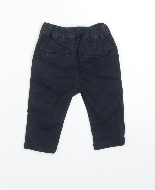 NEXT Boys Blue Cotton Capri Trousers Size 3-6 Months Button