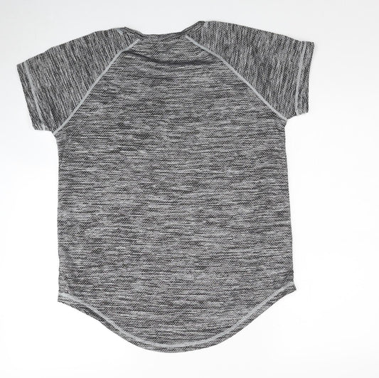 Active Womens Grey Polyester Basic T-Shirt Size L Round Neck