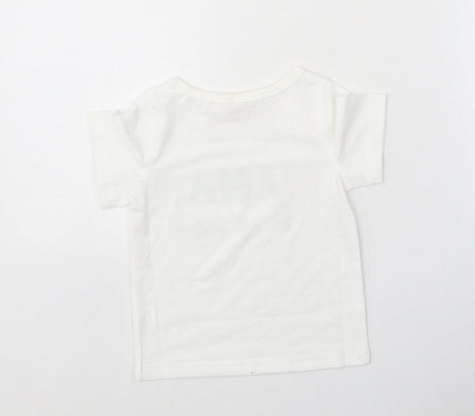 Preworn Boys White Polyester Basic T-Shirt Size 12 Months Round Neck Pullover - Mama's Boy