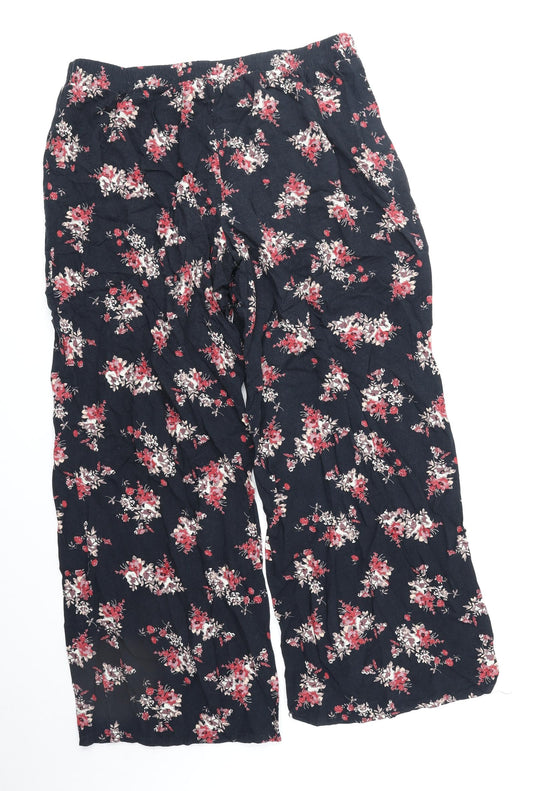 Dizzy Lizzy Womens Black Geometric Polyester Trousers Size XL Regular