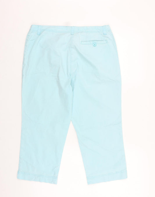 Dunnes Stores Womens Blue Cotton Chino Trousers Size 14 L20 in Regular Zip