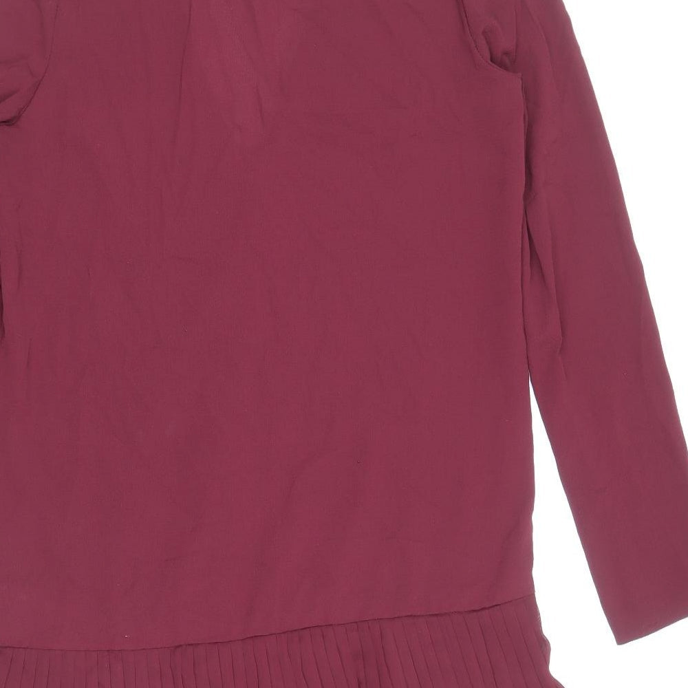 Missguided Womens Purple Polyester A-Line Size 8 V-Neck Button