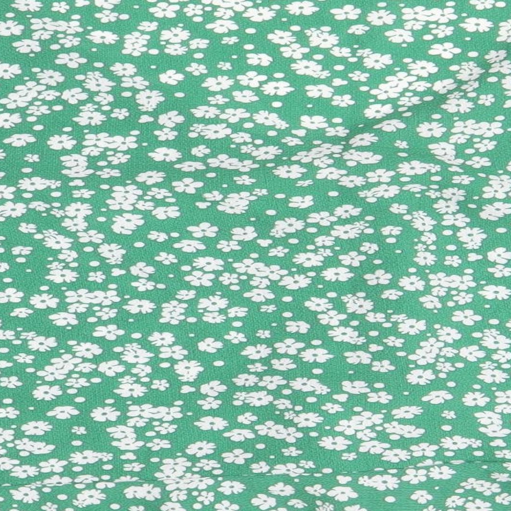 New Look Womens Green Geometric Polyester Cropped Blouse Size 14 V-Neck