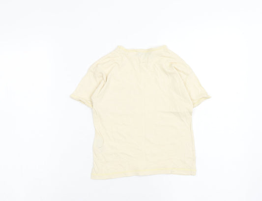 Zara Boys Ivory Cotton Basic T-Shirt Size 2XL Round Neck Pullover