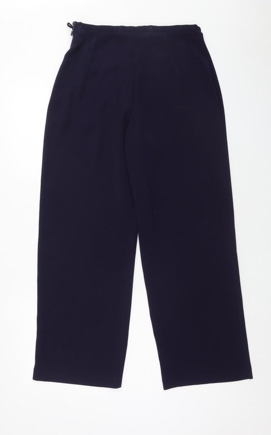 BHS Womens Blue Polyester Trousers Size 14 Regular Zip