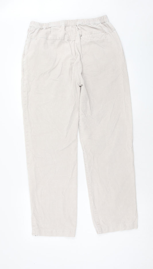 Preworn Womens Beige Cotton Trousers Size 30 in Regular Zip