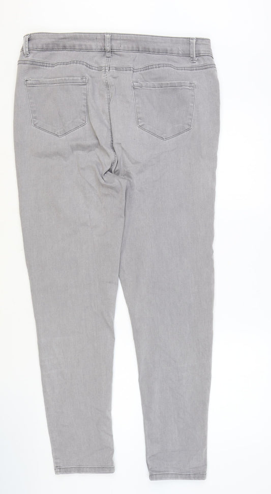 Alexa Womens Grey Cotton Skinny Jeans Size 36 in Regular Zip