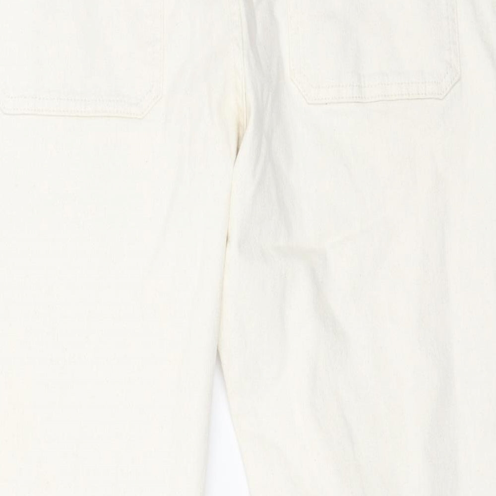 Marks and Spencer Womens White Cotton Tapered Jeans Size 34 in L29 in Regular Button