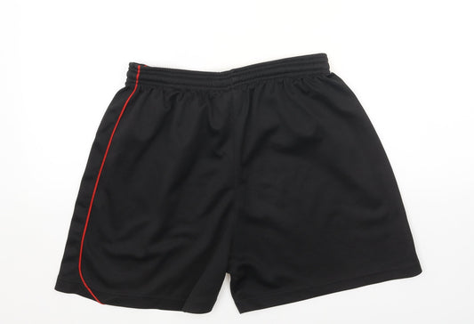 Precision Boys Black Polyurethane Sweat Shorts Size L Regular Drawstring