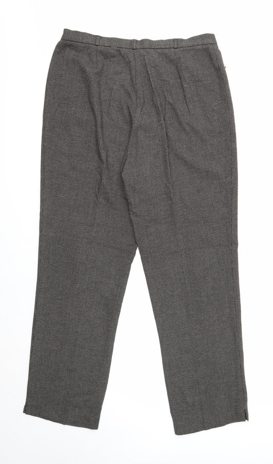 Marks and Spencer Womens Grey Geometric Polyester Trousers Size 16 Regular Zip