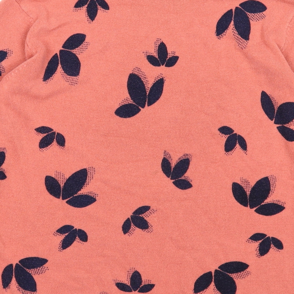 Marks and Spencer Womens Pink Scoop Neck Geometric Acrylic Pullover Jumper Size 10