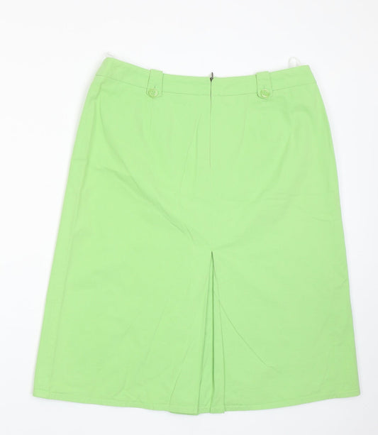 Preworn Womens Green Polyester Straight & Pencil Skirt Size 34 in Zip